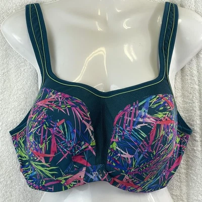 Sujetador deportivo Panache para mujer 36E verde azulado multicolor con aros alto impacto 5021A Foto 1 de 4