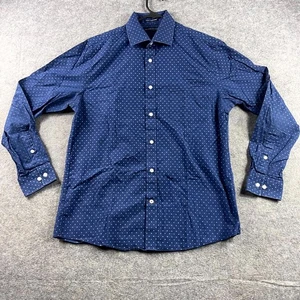 Tommy Hilfiger Mens Button Up Shirt Long Sleeve Medium Blue Stars Slim Fit Logo - Picture 1 of 9