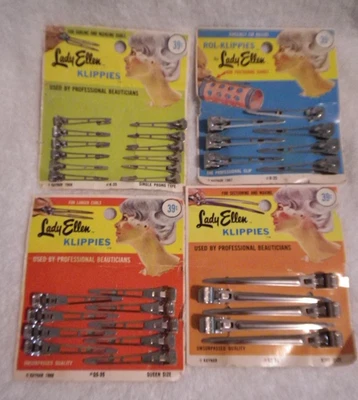 Lote de 4 paquetes Vintage 1968 Lady Ellen Klippies Pin Rizo Rey Reina Punta Única Foto 1 de 4