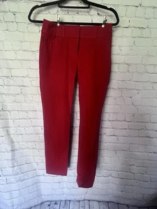 Pants Womens 0 Ann Taylor LOFT Red Skinny Ankle Stretch Flat Front Work Casual - Picture 1 of 3
