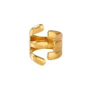 Damen Mehrschicht Geometrie Ring Edelstahl Gold Offen Ästhetisch Hochzeit - Bild 1 von 5