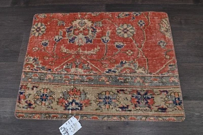 Oushak Turkish Doormat Rug 2x2 RED Vintage Anatolian Handmade Small Kilim Rug - Image 1 of 4