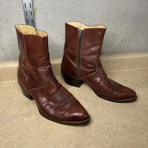 Durango VTG TR824 Side Zip Western Ankle Boots Leather Men 8.5 EE Red-Brown - Picture 1 of 10