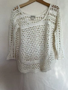 Lucky Brand Size Large Ivory Crocheted Top RN 80318 Bohemian Cottage Eclectic - Picture 1 of 4