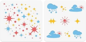NBEADS 2Pcs Weather Clouds Stars Painting Stencil, 11.8x11.8 Inch Reusable... - Picture 1 of 7