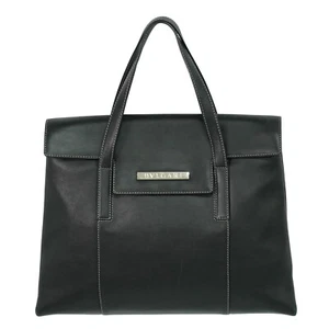 BVLGARI Leather Tote Handbag Black Silver - Picture 1 of 15