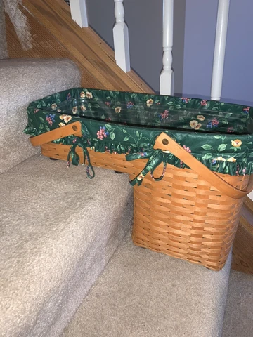 Longaberger 1997 Stair Step Step It Up Odds & Ends Basket With protector/liner Cover