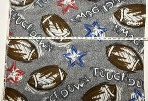 NEW Fleece fabric - Football “Touchdown” on Gray - 58” Wide by 40” Long Last One - Picture 1 of 1