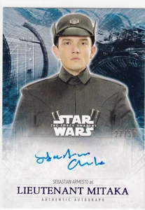 Topps Star Wars Force Awakens Series 2 Auto Sebastian Armesto Lt. Mitaka 27/50 - Picture 1 of 1