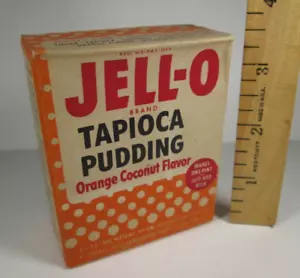 Caja de pudín de tapioca JELLO de los años 50 - JELL-O, sabor coco naranja vintage sin abrir - Imagen 1 de 7