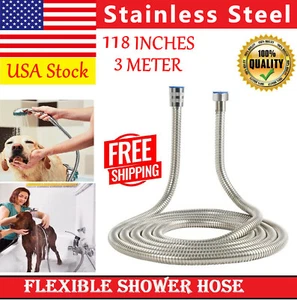 118 inch Flexible Shower Head Hose Extra Long Stainless Steel Hand Held Bathroom - Picture 1 of 17