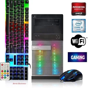 Dell Gaming PC Desktop Computer Intel i5 AMD RX 8GB 1TB HDD WIFI DVD WINDOWS 10 - Picture 1 of 6
