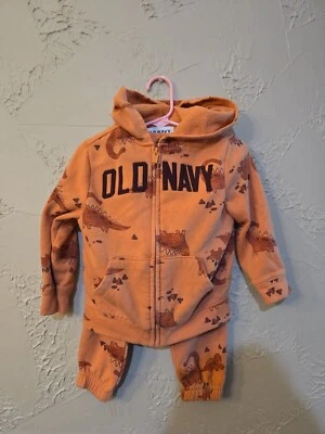 Boys OLD NAVY Dinosaur Hooded Sweatsuit 2 Pc Sz 2T - Image 1 of 4
