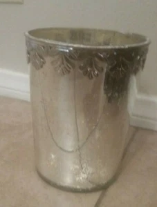 RARE Pottery Barn Madeline Antique Mercury vase candle hurricance silver - Picture 1 of 5