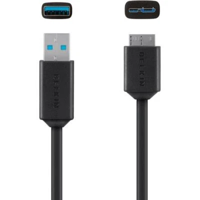 Belkin Micro B USB 3.0 To USB Fast Charge and Sync Cable Universal 0.9 m Black - Image 1 of 2