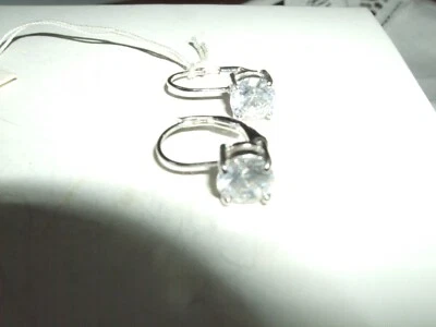 ORECCHINI MONACHELLA EAR RINGS ZIRCONE DIAMANTE PUNTO LUCE ARGENTO 925 STERLING  - Immagine 1 di 4