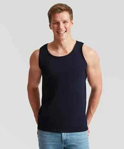 2 MEN'S FRUIT OF THE LOOM PLAIN COTTON VESTS TANK TOPS S M L XL XXL - Picture 1 of 12