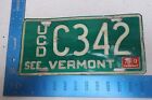 Vermont License Plate Tag 1970 70 Vt Ucd Used Car Dealer Natural Sticker C342