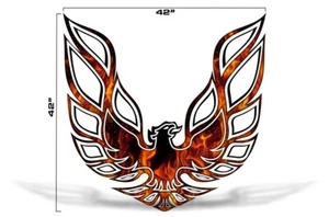 42" X 42" Firebird Hood Graphic Decal Sticker For Pontiac Trans Am ORANGE FLAMES - Picture 1 of 4