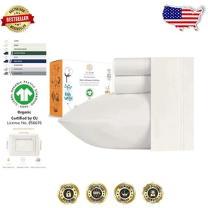 4-Piece Eco-Friendly King Bedding Set - 100% Organic Cotton, Deep Pocket Design - Picture 1 of 11
