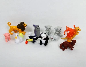 Lot of 13 Plastic Animals Figurines Toys Pocket Hand Size Prehistoric Wildlife - Picture 1 of 4