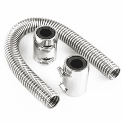 Coolant Water Hose Kit With Cap 24in Stainless Steel Radiator Flexible Accessory - Image 1 of 4