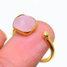 Rose Quartz Gemstone 925 Sterling Silver Jewelry Ring Size Adjustable i090