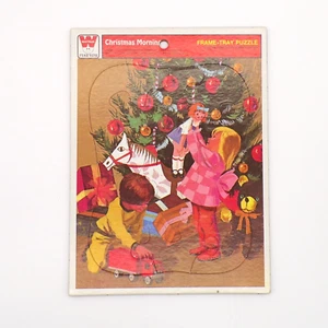 VTG 1977 Whitman Christmas Morning Frame Tray Puzzle 12 Pc Children Tree #4505B - Picture 1 of 8