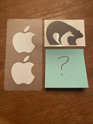 Authentic Apple Accessory Sticker Decal (2)+ Bear Fox + Mystery Sticker 4 total! - Image 1 of 3