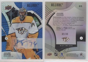 2021-22 Upper Deck Allure Blue Line Auto /35 Juuse Saros #65 Auto