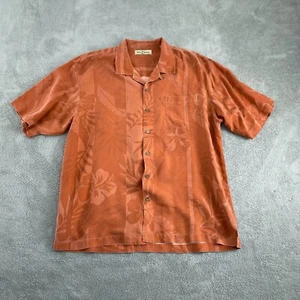 Tommy Bahama XL Hawaiian Camp Shirt Mens 100% Silk Floral Orange 4750 - Picture 1 of 8