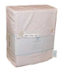 SIMPLY SHABBY CHIC Pink Embroidered Hem FULL SHEET SET COTTON RACHEL ASHWELL - Picture 1 of 4