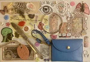 Lotto J Crew portamonete pelle blu stranezze gioielli cassetto spazzatura media misti arte - Foto 1 di 7