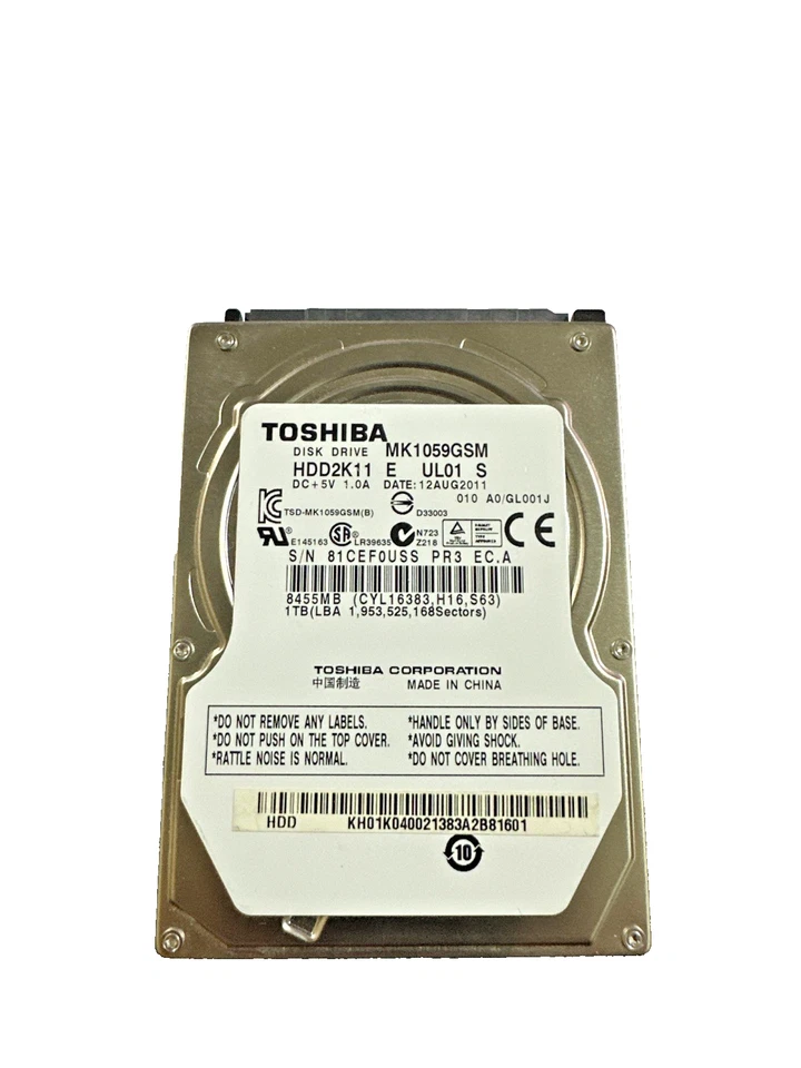 HARD DISK Toshiba 1TB MK1059GSM 8MB SATA 2.5" INTERNO NOTEBOOK LAPTOP PC DISCO - Immagine 1 di 1