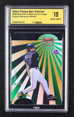 1998 Bowman's Best Mirror Image Fusion Refractor: #MI20 Mike Piazza /100 MBA 10 - Image 1 of 4