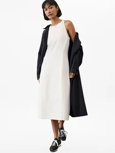 Athleta Seasoft Rib Midi Tank Dress MAGNOLIA WHITE SMALL S #588252 NEW - Picture 1 of 6