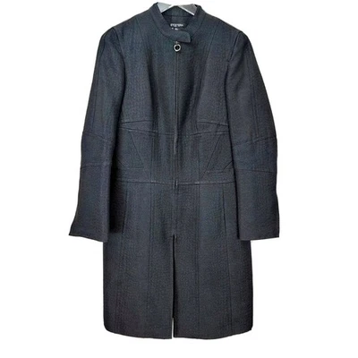 Etcetera Black Coat Jacket Zip Front Pockets Longline Textured Outerwear Prep 6 - Image 1 of 4