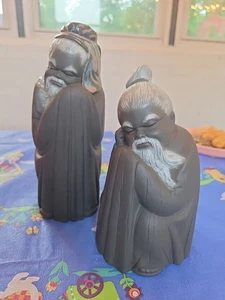 LLADRÓ VINTAGE 1974 RETIRED 2056 & 2057 TALL & SHORT CHINISE MONK FIGURINES - Bild 1 von 7