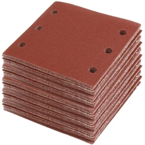 50x HOOK & LOOP SANDING SHEETS Punched Square 120 Grit Wood Paint Sander Pads - Picture 1 of 6