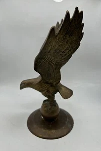 Vintage Brass Eagle Perched On Ball Sculpture Statue Figurine 10” - Picture 1 of 10