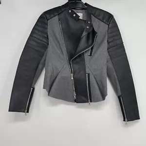 NWT 3.1 Phillip Lim Peplum Motorcycle Jacket Quilted Jacket Size 0 Black/Gray - Picture 1 of 16