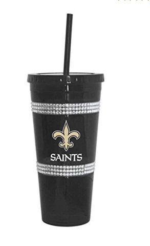 NFL New Orleans Saints Double Bling Straw Tumbler, 22-Ounce Cover
