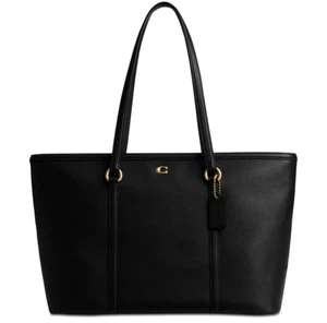🌺🌹Coach Excl WHSL Refined Pebble Leather Legacy Large Zip Tote  B4/BLACK - Picture 1 of 3