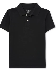 NWT The Children's Place boys Single Short Sleeve Pique Polo, Black, Small - Picture 1 of 7
