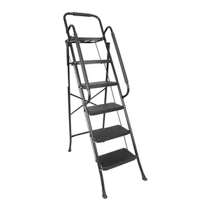 5 Step Ladder with Handrails 330 lbs Folding Step Stool with Tool Platform - Picture 1 of 7