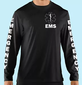 EMS, Black Long Sleeve T Shirt, Emergency Professional, Business,Cotton, Unisex - Picture 1 of 5