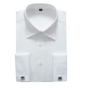 French Cuff Regular Fit Dress Shirts Cufflink Included - Picture 1 of 6