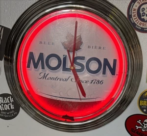 Molson Beer Neon Wall Clock - Picture 1 of 2