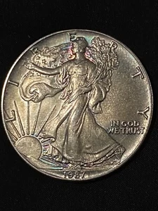 1987 Walking Liberty silver dollar coin Cameo affect - Picture 1 of 2