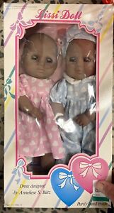 NIB Vintage Lissi  15” Two Hearts Collection African-American Twin Baby Dolls